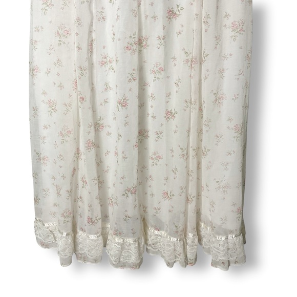 Gunne Sax Jessica Vintage Dress M Floral Chiffon Maxi Flutter Sleeve Cottagecore - Picture 7 of 15